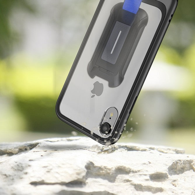 DX-IPHXR-GY | IPHONE XR CASE | 2-LAYER SHOCK-ABSORPTION DROP PROTECTION CASE W/ KEY MOUNT & CARABINER -BLACK