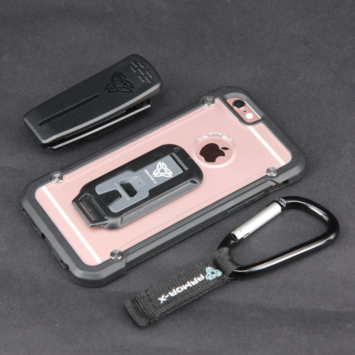 BT-I7-BK | IPHONE 8 | SHOCKPROOF RUGGED CASE + BELT CLIP & CARABINER
