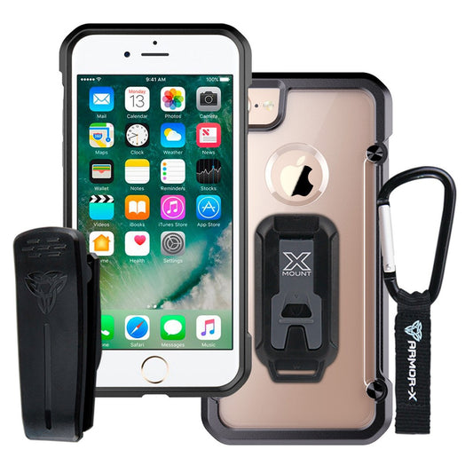 CX-I7BT-BK ARMOR-X IPHONE 7 SHOCKPROOF RUGGED CASE + BELT CLIP & CARABINER