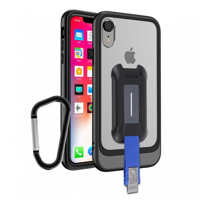 iPhone Xr Case | 2-Layer Shock-Absorption Drop Protection Case W/ Key Mount & Carabiner -Black | DX-IPHXR-BK