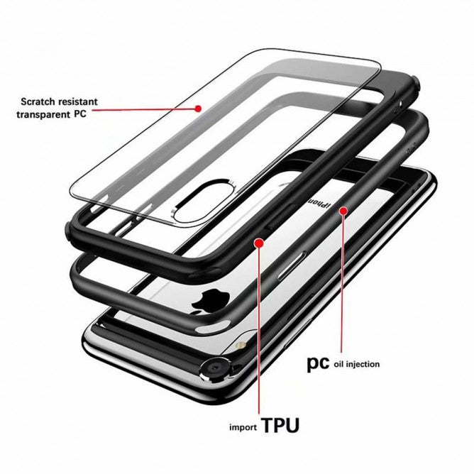 DX-IPHXR-GY | IPHONE XR CASE | 2-LAYER SHOCK-ABSORPTION DROP PROTECTION CASE W/ KEY MOUNT & CARABINER -BLACK