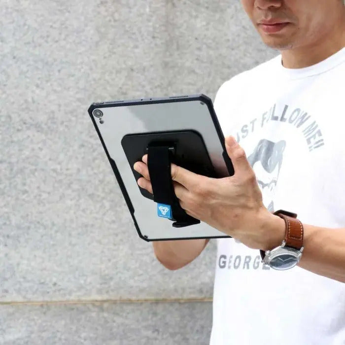 iPad Pro 12.9 ( 4th / 5th / 6th Gen. ) 2020 / 2021 / 2022 | Ultra slim 4 corner Anti-impact tablet case with hand strap kick-stand & X-Mount Supports Apple Pencil 2 Wireless Charging | DXS-iPad-PR7