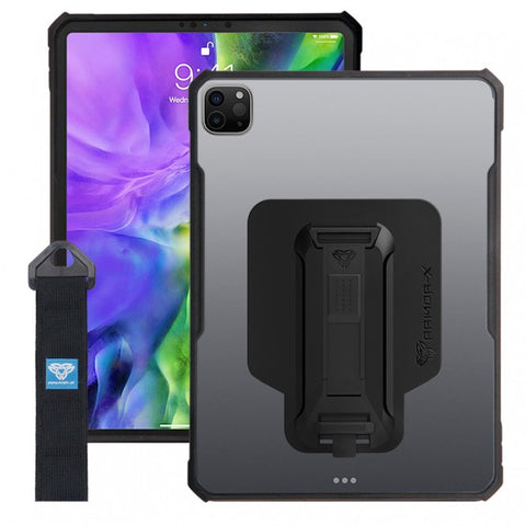DXS-iPad-PR6 | iPad Pro 11 ( 1st / 2nd / 3rd / 4th Gen. ) 2018 / 2020 / 2021 / 2022 | Ultra slim 4 corner Anti-impact tablet case with hand strap kick-stand & X-Mount. Supports Apple Pencil 2 Wireless Charging