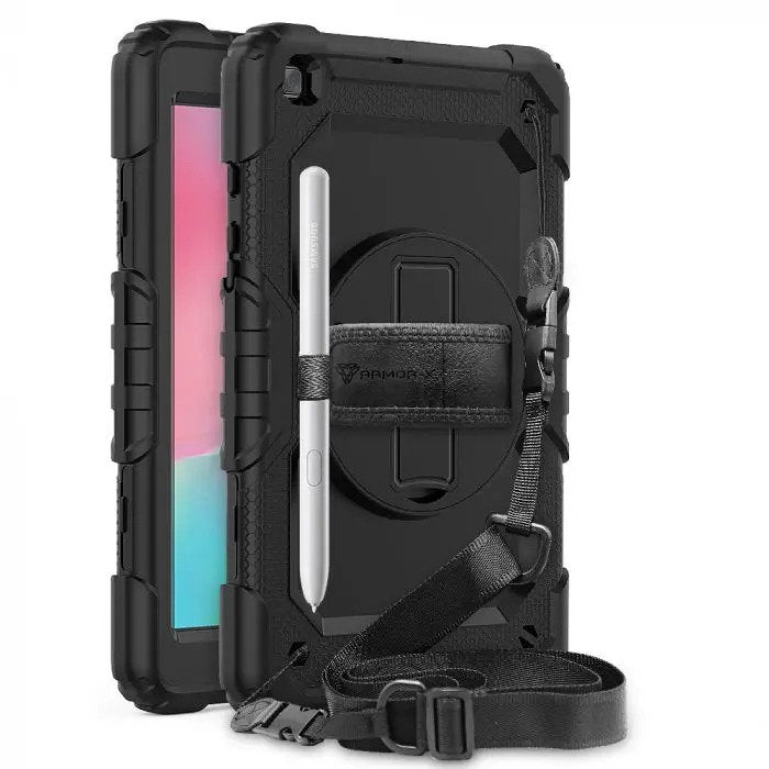 Samsung Galaxy Tab A 8.0 (2019) T290 T295 | Rainproof Military Grade Rugged Case With Hand Strap And Kick-Stand | GEN-SS-T290