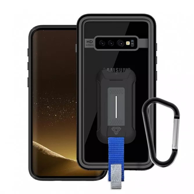 Samsung Galaxy S10 Waterproof Case | IP68 Shock & Water Proof Cover W/ X-Mount & Carabiner | MX-S10-BK