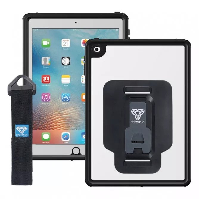 MXS-A7S | iPad 9.7 ( 2017 5th Gen. / 2018 6th Gen. ) | IP68 Waterproof Case With Handstrap & Kickstand & X-Mount