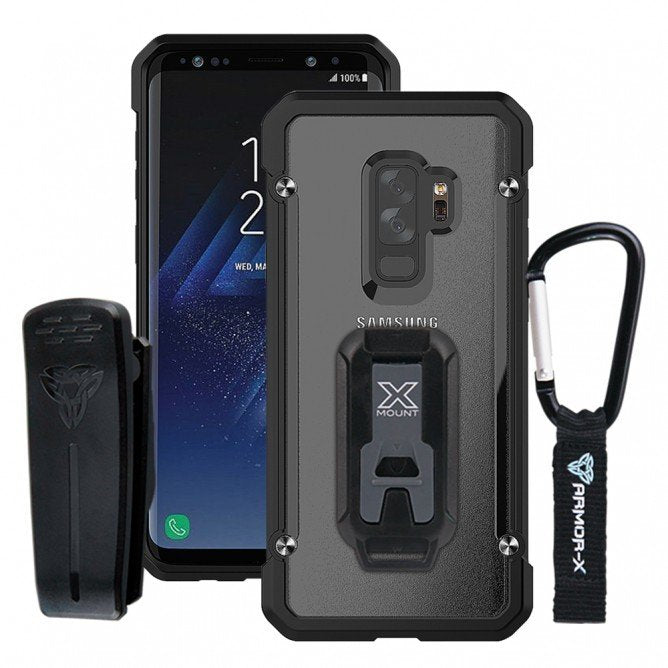 Samsung Galaxy S9 Plus | Shockproof Rugged Case + Belt Clip & Carabiner | BT-S9P-BK