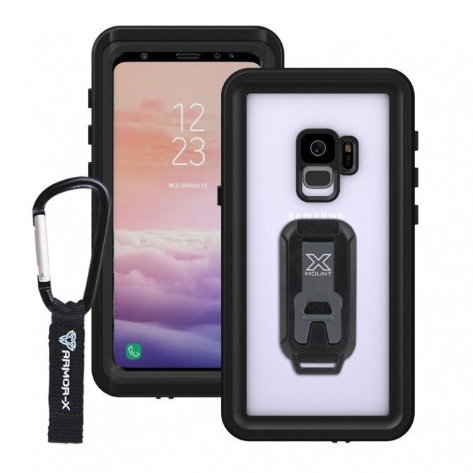 MX-S9-BK  SAMSUNG GALAXY S9  IP68 2 METER WATERPROOF CASE WITH CARABINER