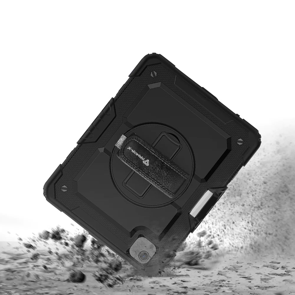 iPad Air 4 2020 / iPad Air 5 2022 / iPad Air 6 10.9 2024 | Rainproof military grade rugged case with hand strap and kick-stand | GEN-iPad-A4