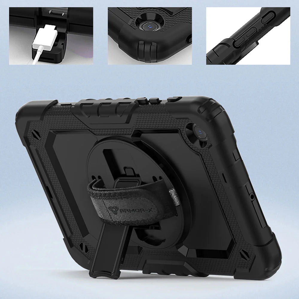 iPad Air 4 2020 / iPad Air 5 2022 / iPad Air 6 10.9 2024 | Rainproof military grade rugged case with hand strap and kick-stand | GEN-iPad-A4