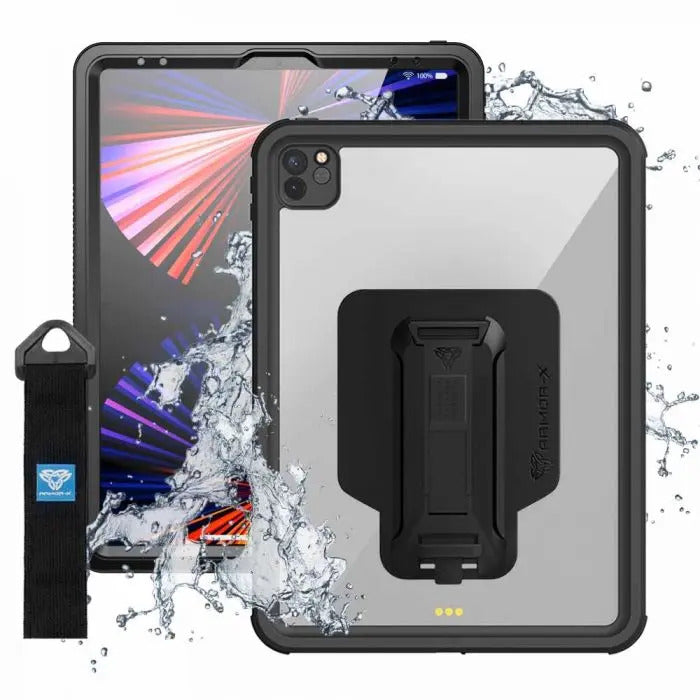 MXS-A17S | iPad Pro 12.9 ( 5th / 6th Gen ) 2021 / 2022 | IP68 Waterproof, Shock & Dust Proof Case With Handstrap & Kickstand & X-Mount