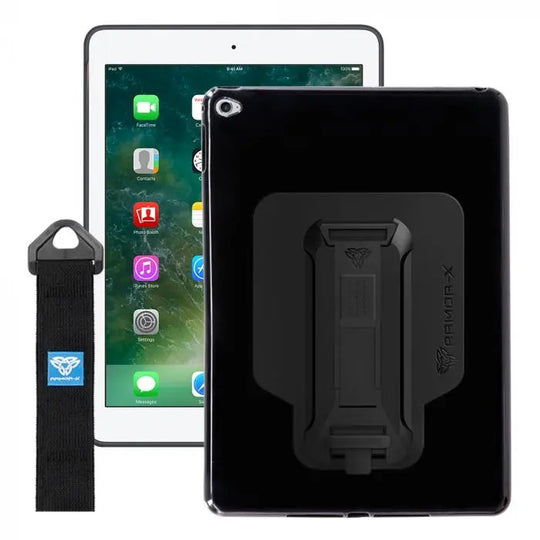 Apple iPad 9.7 / iPad Pro 9.7 2016 / iPad Air 1 / iPad Air 2 | Shockproof Case W/ Kickstand & Hand Strap & X-Mount | PXS-AP03
