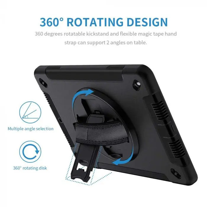 iPad Mini 6 / A17 Pro | Rainproof Military Grade Rugged Case With Hand Strap And Kick-Stand Supports Apple Pencil Wireless Charging | RIN-IPAD-M6