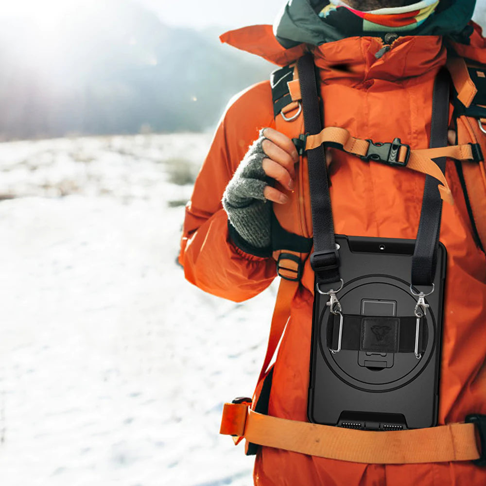 RIN-SS-T290 | Samsung Galaxy Tab A 8.0 (2019) T290 T295 | Rainproof military grade rugged case with hand strap and kick-stand