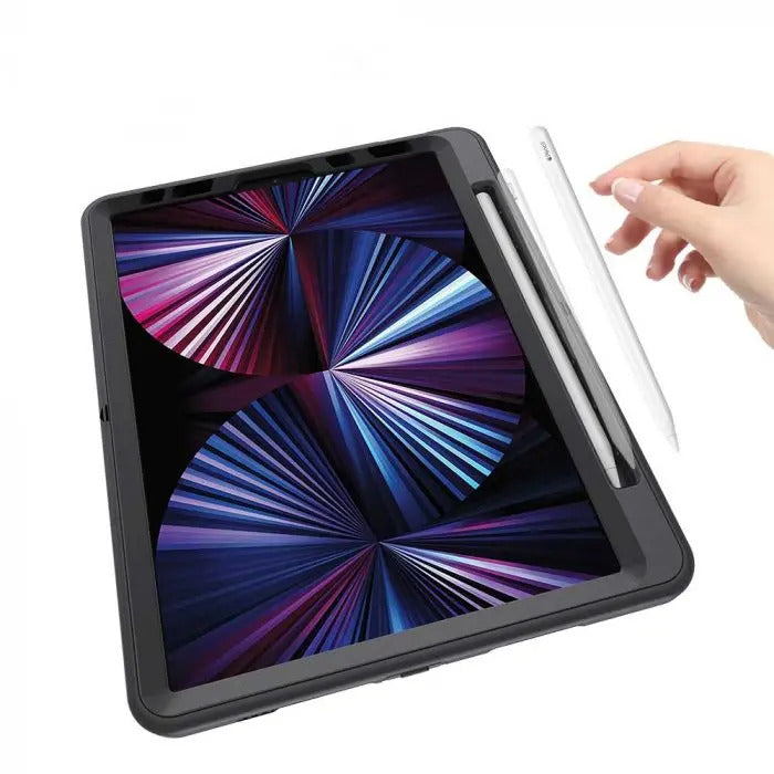 RIN-iPad-PR8 | iPad Pro 11 ( 1st / 2nd / 3rd / 4th Gen ) 2018 / 2020 / 2021 / 2022 | Rainproof military grade rugged case with hand strap & kick-stand & pen holder