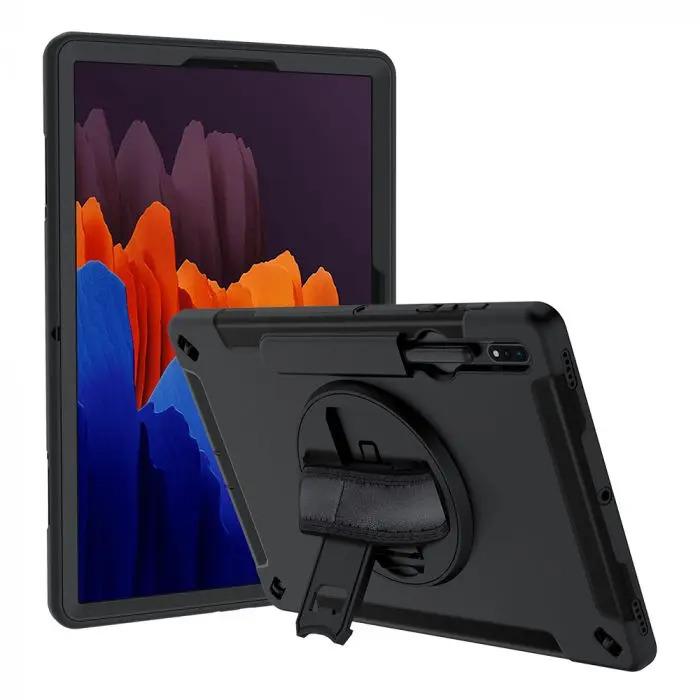 RIN-SS-X800 | Samsung Galaxy Tab S8+ S8 Plus SM-X800 / X806 & S7+ / S7 FE | Rainproof military grade rugged case with hand strap and kick-stand