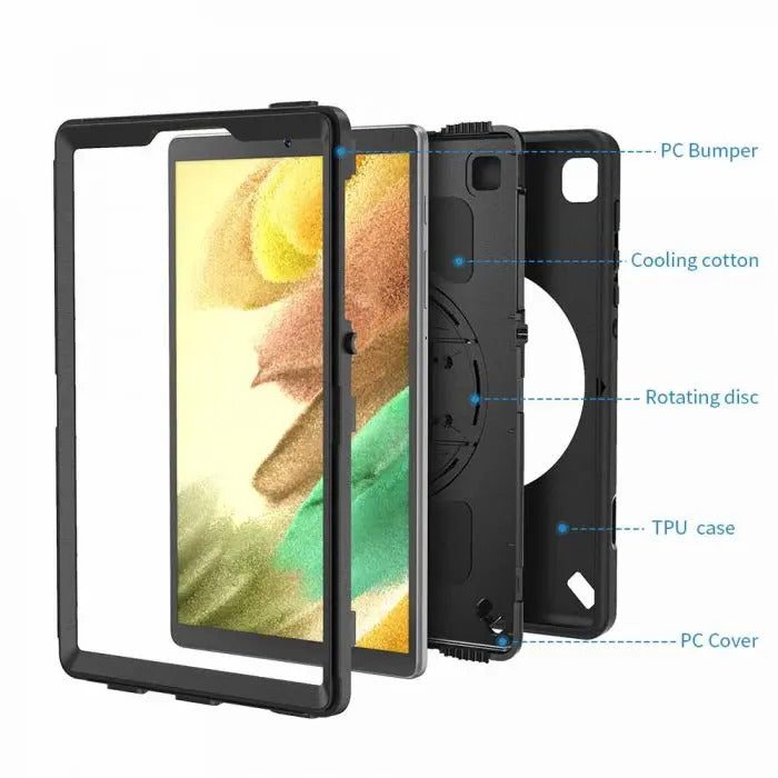 Samsung Galaxy Tab A7 Lite 8.7 SM-T220/T225 | Rainproof Military Grade Rugged Case With Hand Strap And Kick-Stand | RIN-SS-T225