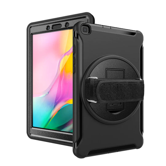 Samsung Galaxy Tab A 8.0 (2019) T290 T295 | Rainproof military grade rugged case with hand strap and kick-stand | RIN-SS-T290