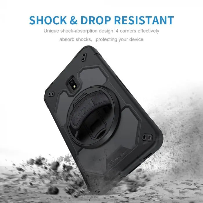 Samsung Galaxy Tab Active 3 T570 T575 T577 | Rainproof Military Grade Rugged Case With Hand Strap And Kick-Stand | RIN-SS-T570