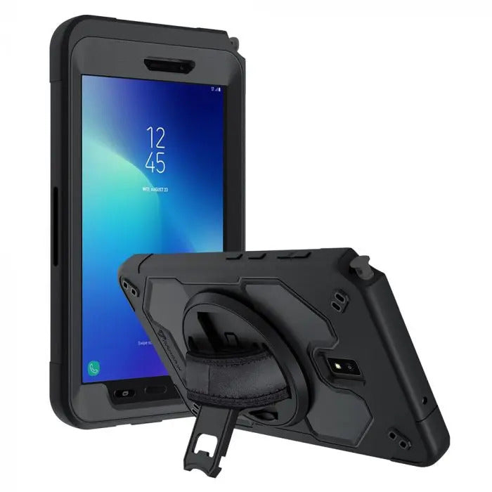 RIN-SS-T570 | SAMSUNG GALAXY TAB ACTIVE 3 T570 T575 T577 | RAINPROOF MILITARY GRADE RUGGED CASE WITH HAND STRAP AND KICK-STAND