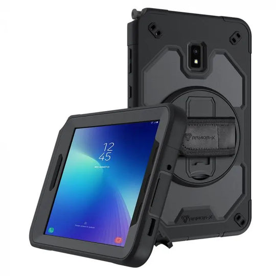 Samsung Galaxy Tab Active 3 T570 T575 T577 | Rainproof Military Grade Rugged Case With Hand Strap And Kick-Stand | RIN-SS-T570