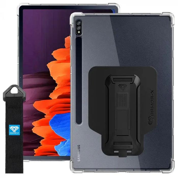 ZXS-SS-S7 | SAMSUNG GALAXY TAB S7 SM-T870 / SM-T875 / SM-T876B | 4 CORNER PROTECTION CASE W/ HAND STRAP KICK STAND & X-MOUNT